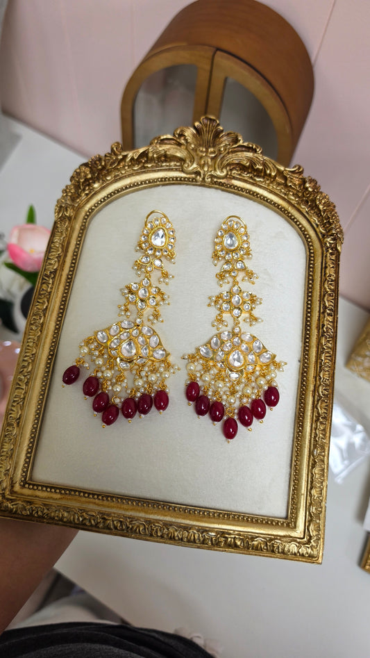 Varsha premium gold plated Kundan Earrings(many colors option)