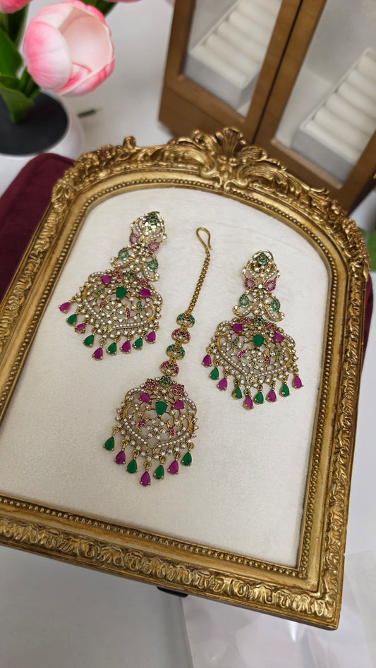 Rubina Earrings and tikka Set