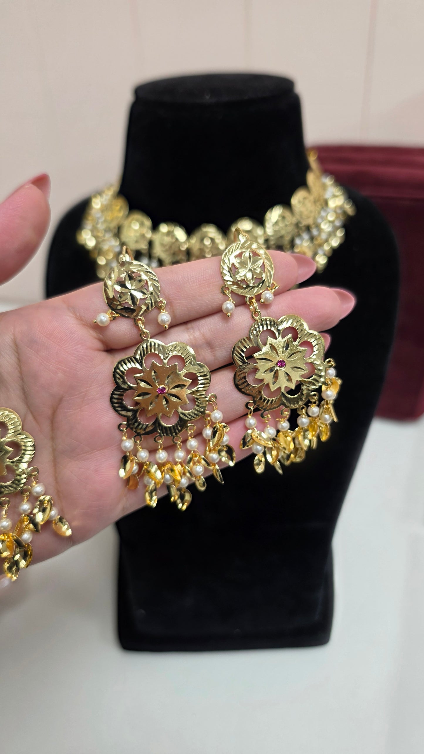 Shingaar jadau gold plated set