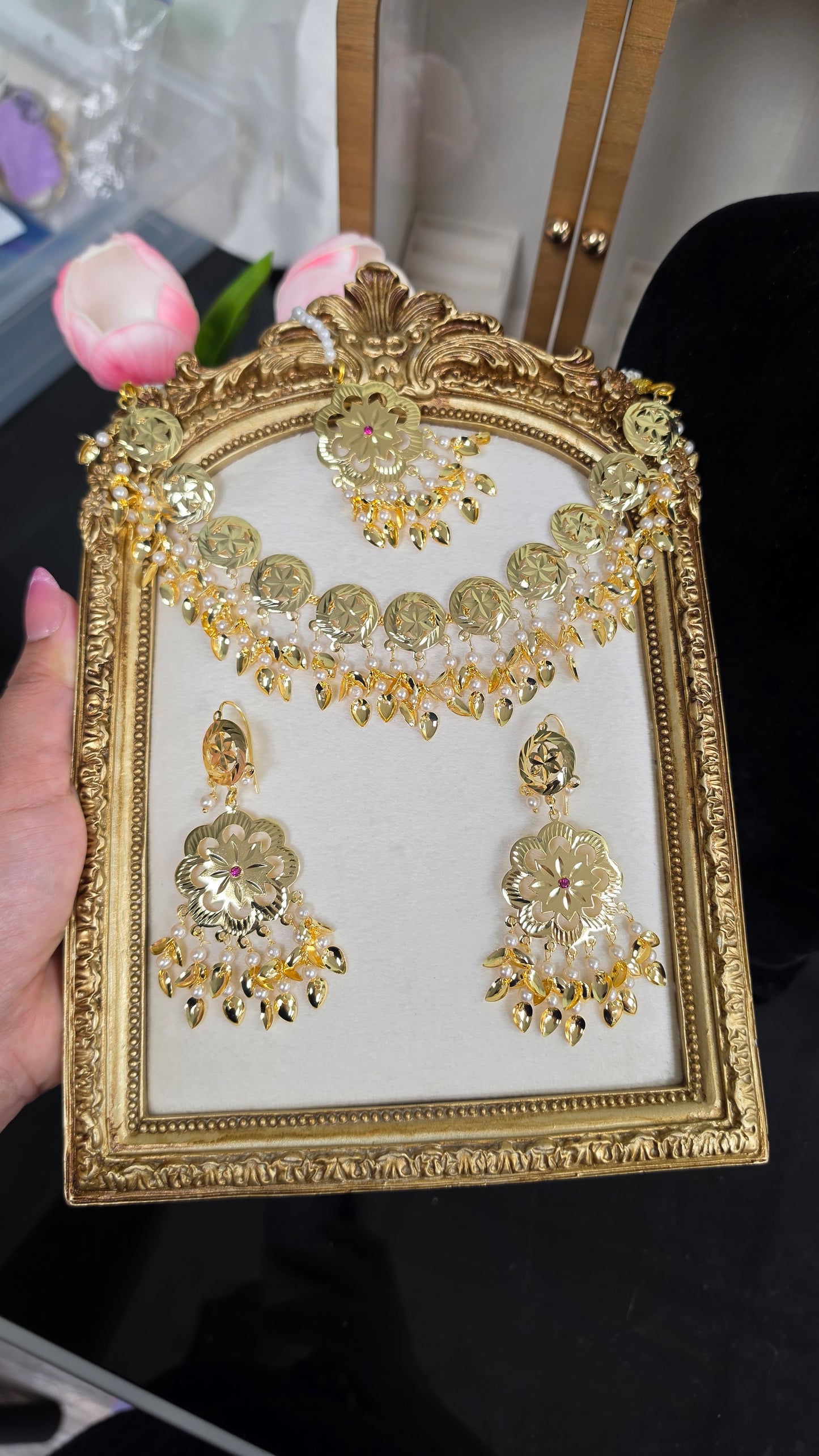 Shingaar jadau gold plated set