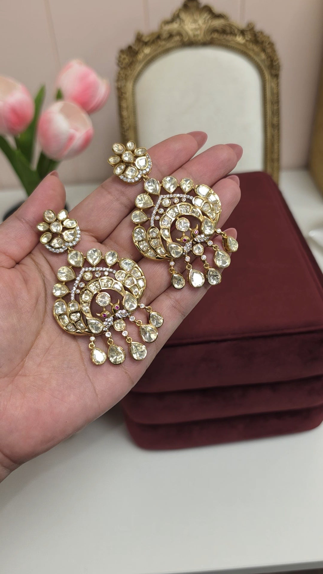 Sahiban premium mosonaite kundan Earrings