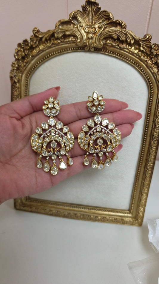 Sahiban premium mosonaite kundan Earrings