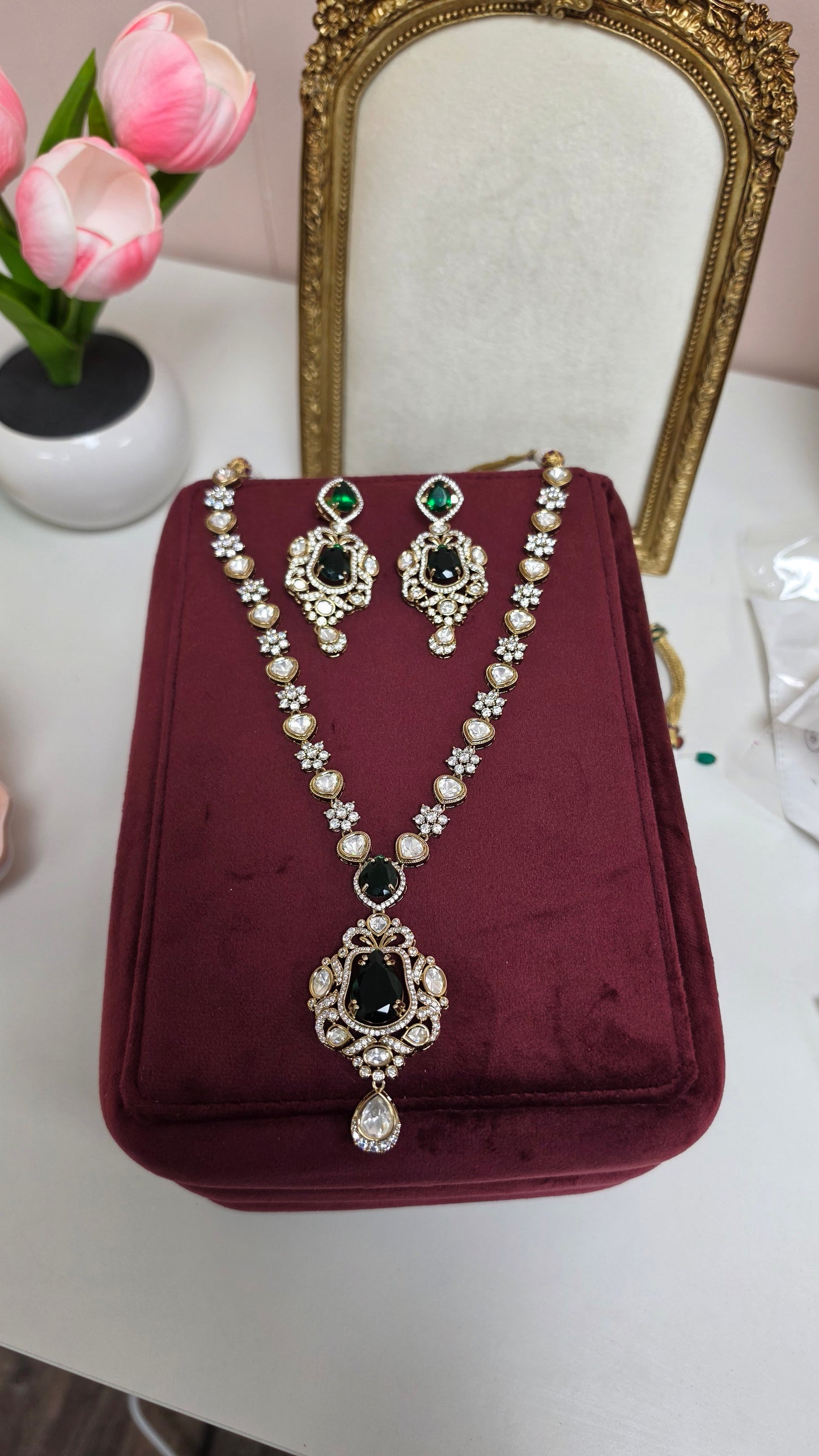 Manat premium kundan set (Green)