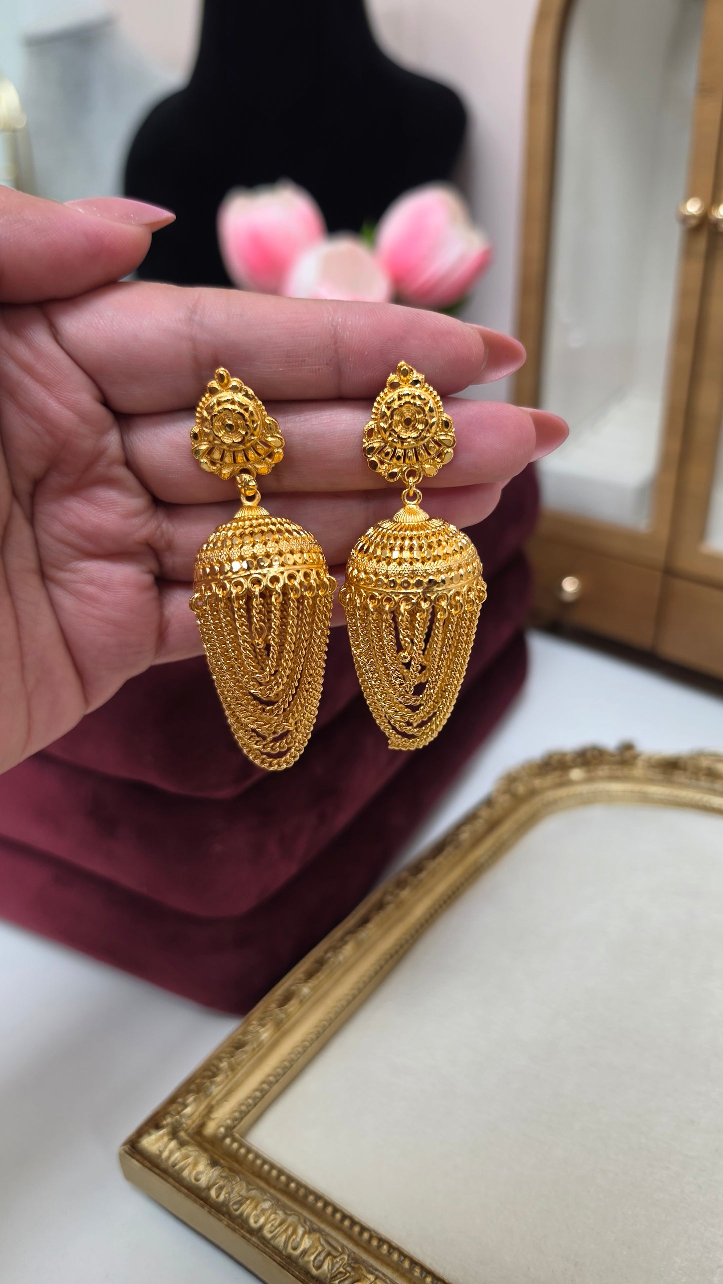 Gold look alike jhumkis