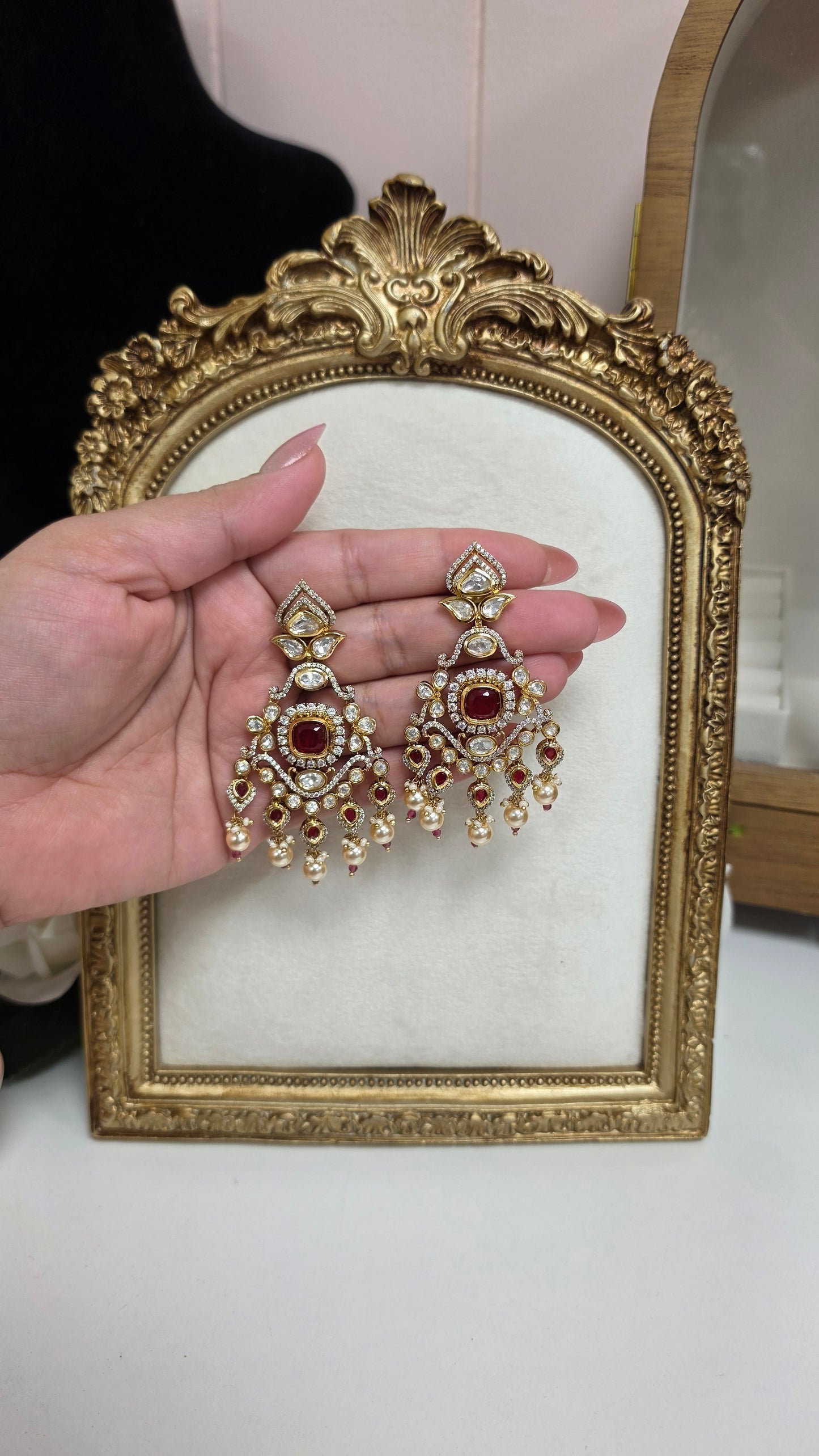 Panya premium kundan Earrings (Many color options)