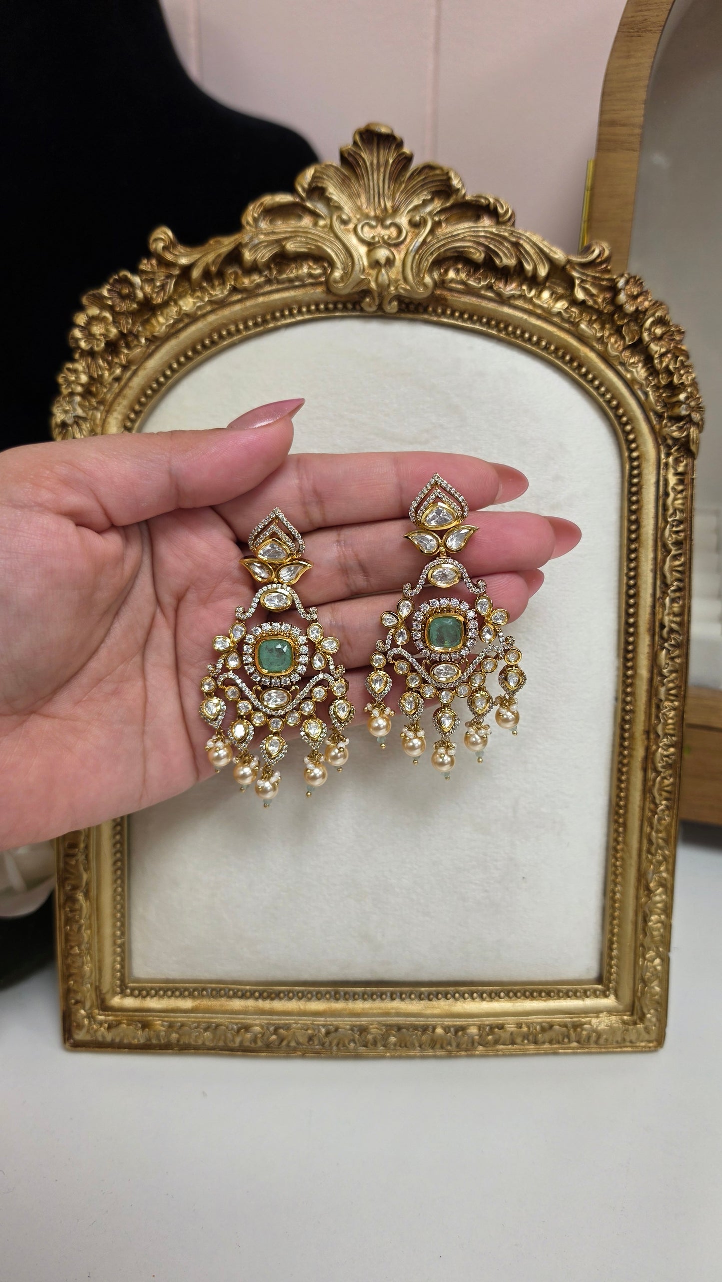 Panya premium kundan Earrings (Many color options)
