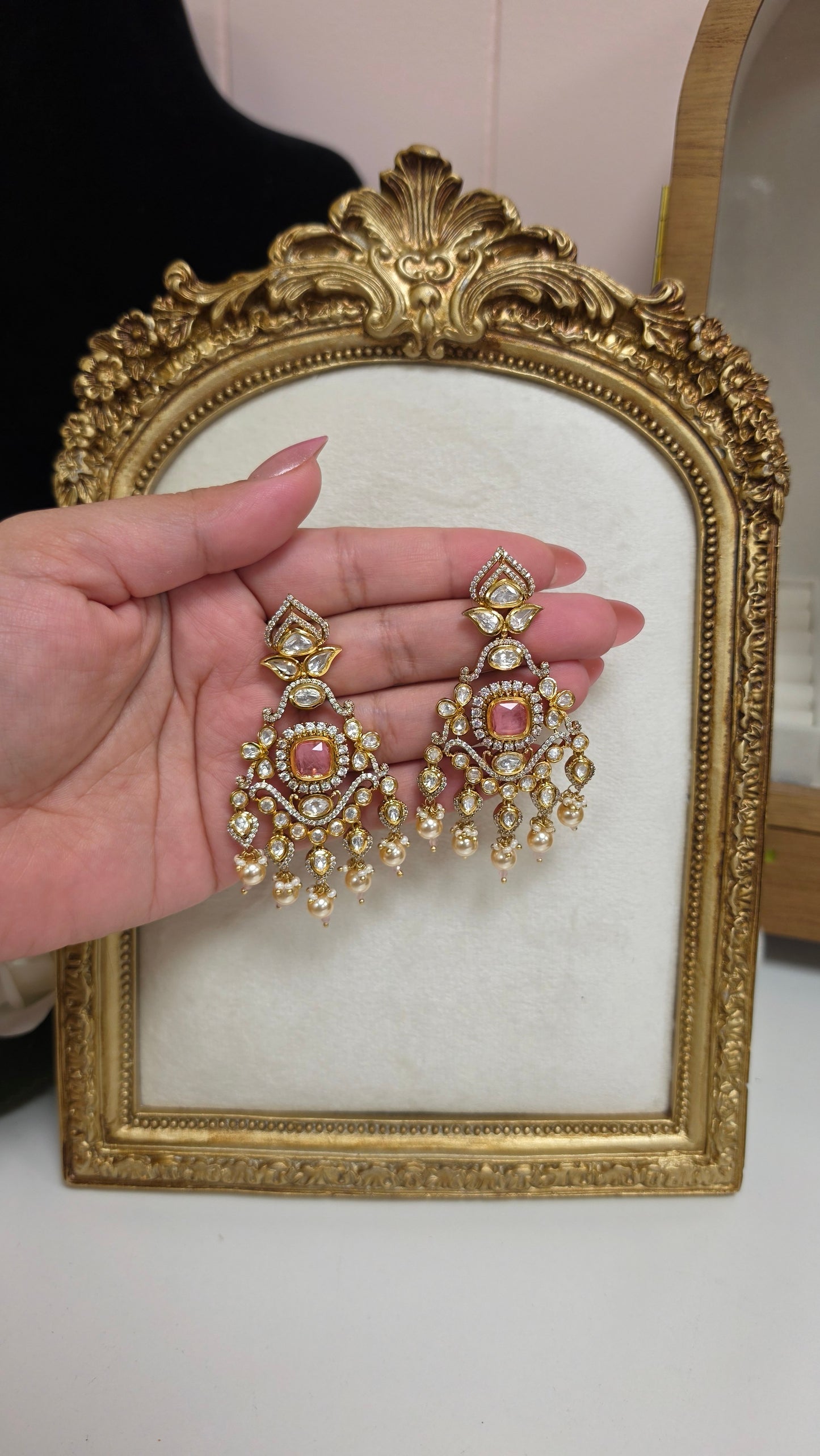 Panya premium kundan Earrings (Many color options)