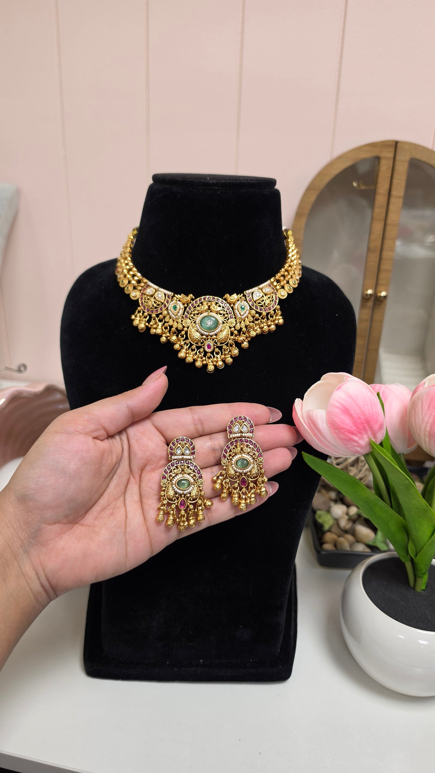 Dhruvi heritage gold plated set