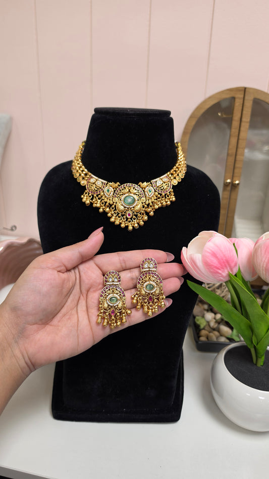 Dhruvi heritage gold plated set