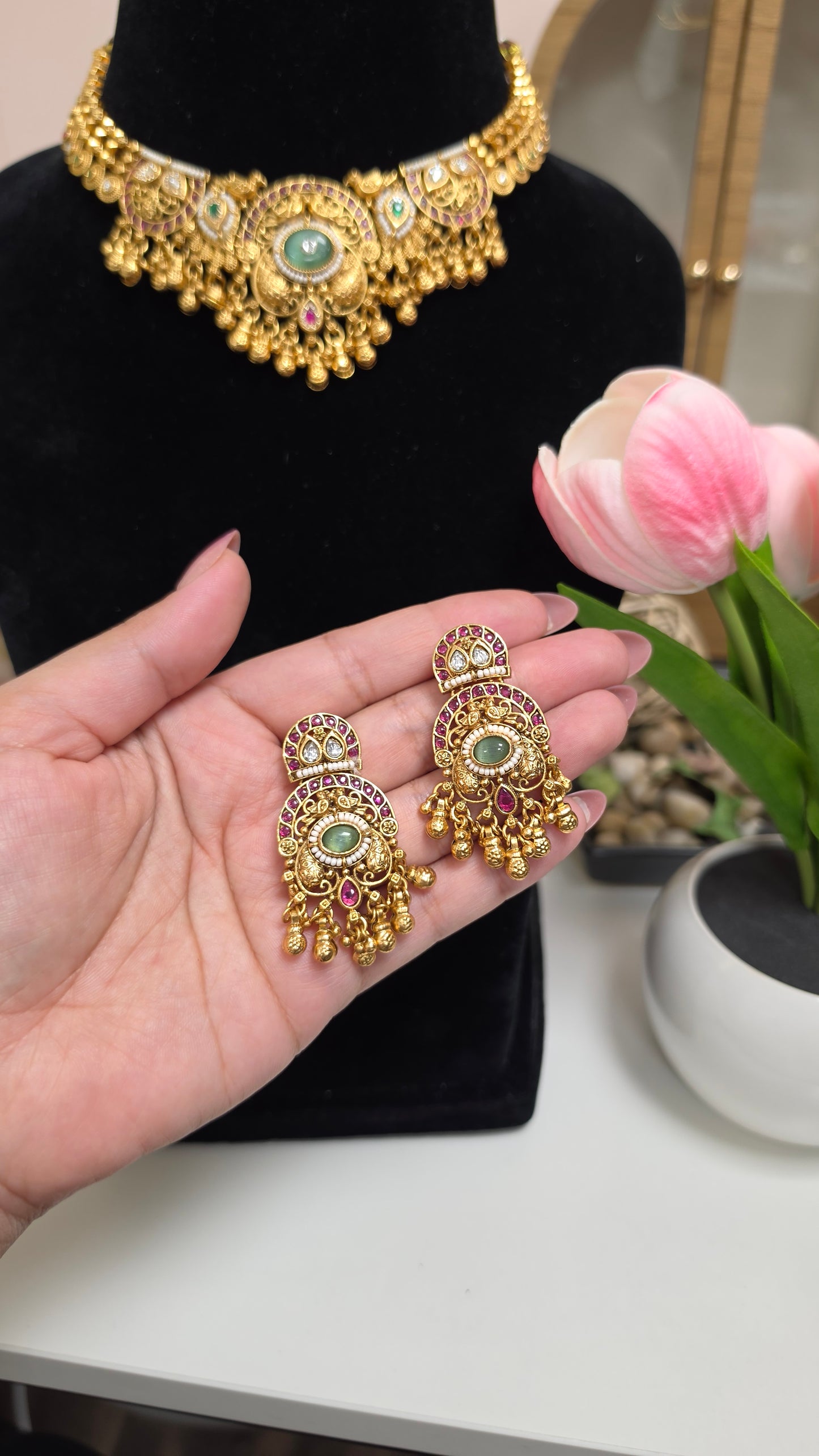 Dhruvi heritage gold plated set