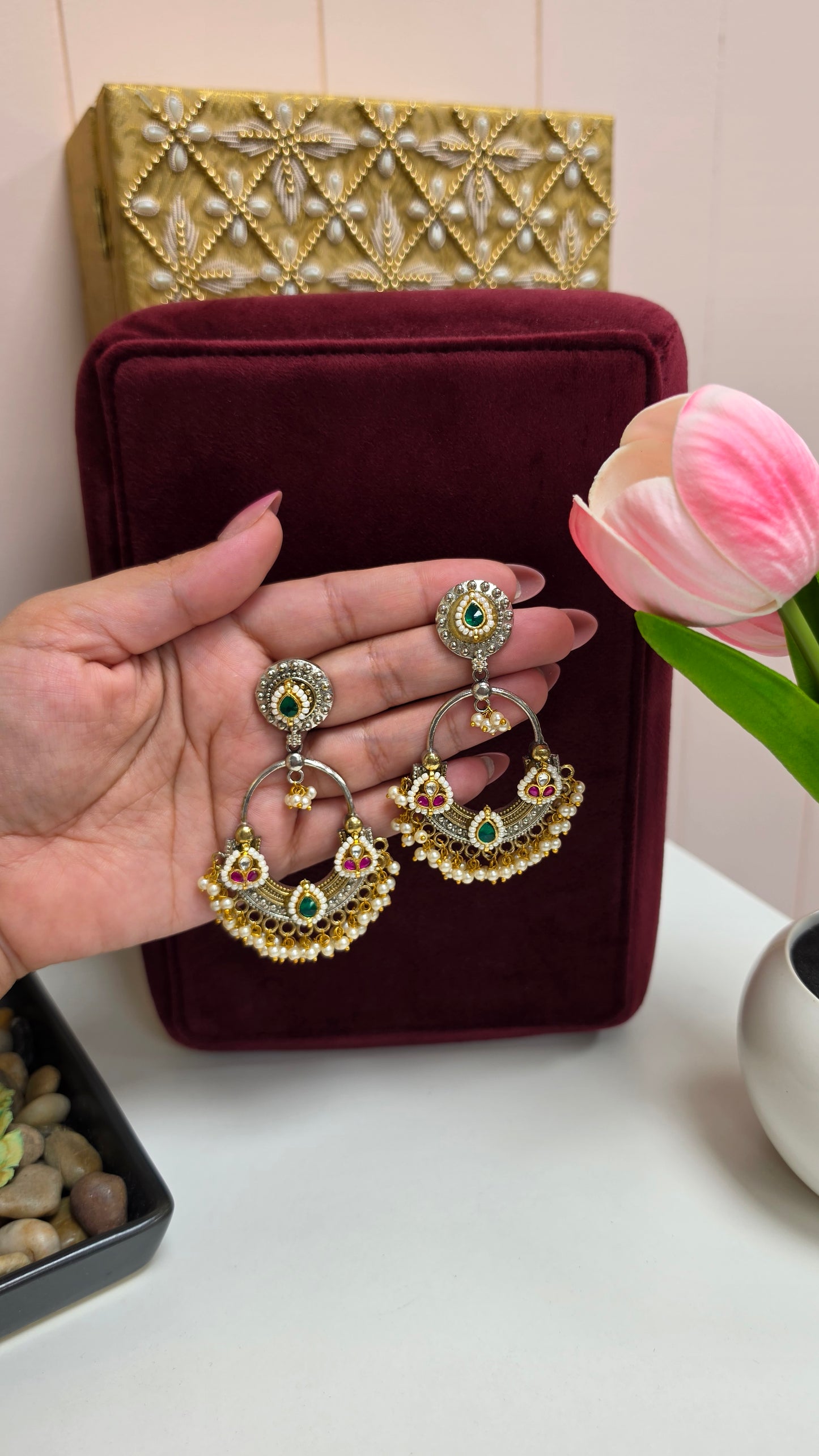 Hasrat dual tone kundan earrings