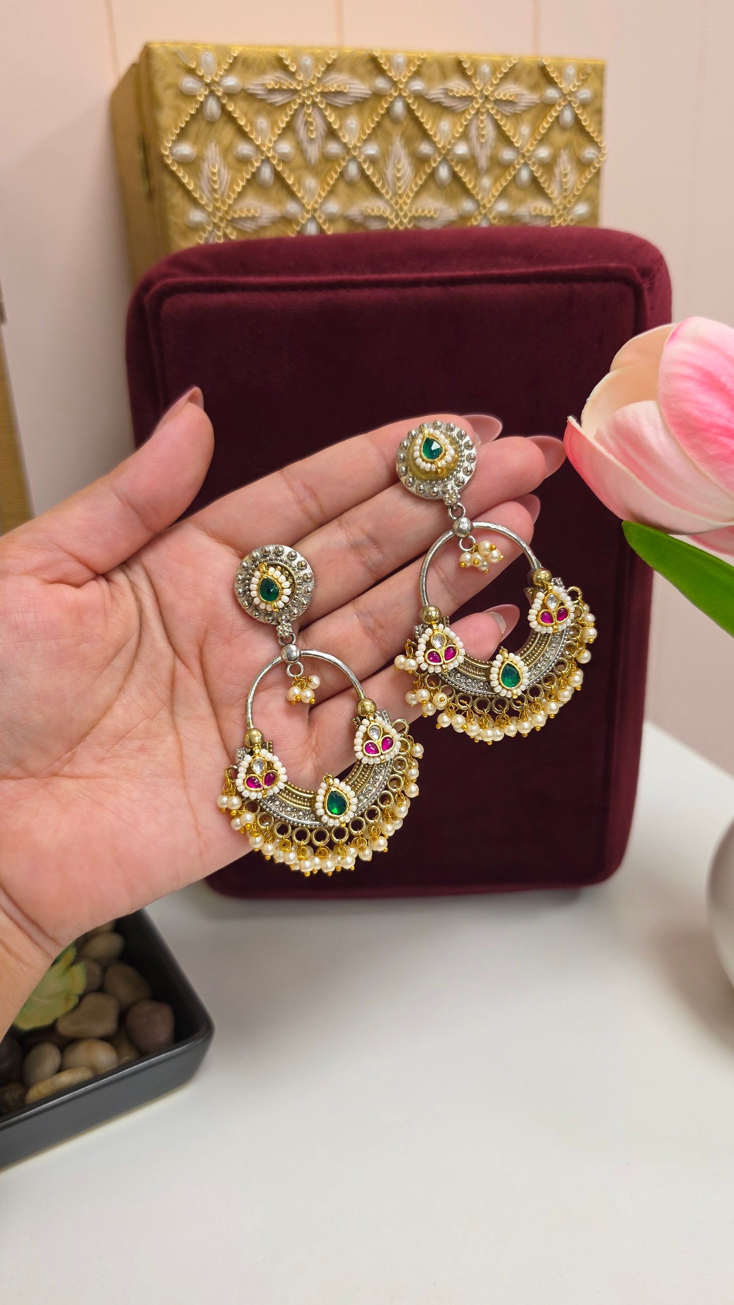 Hasrat dual tone kundan earrings