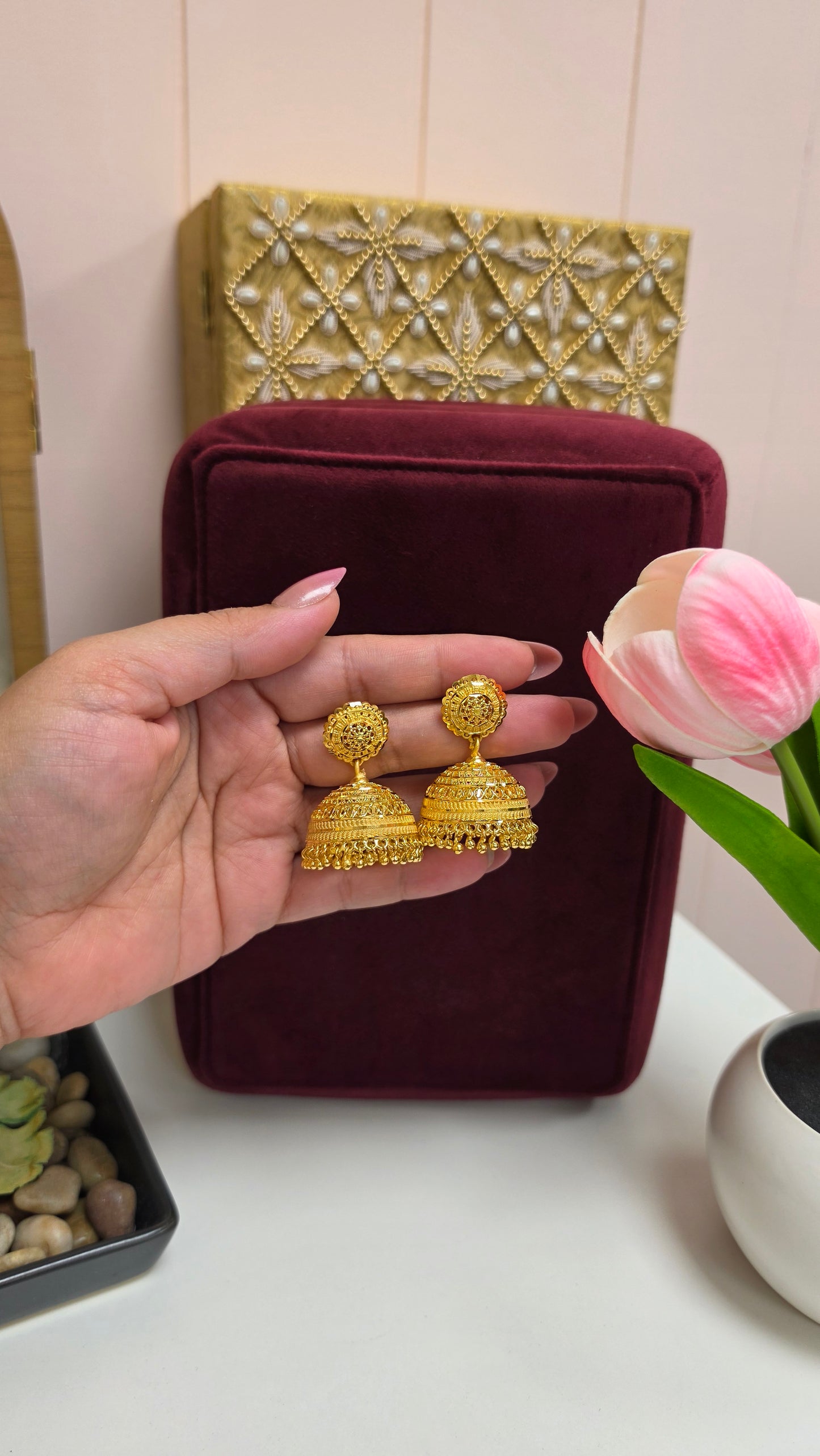 Prahla premium gold plated jhumkis