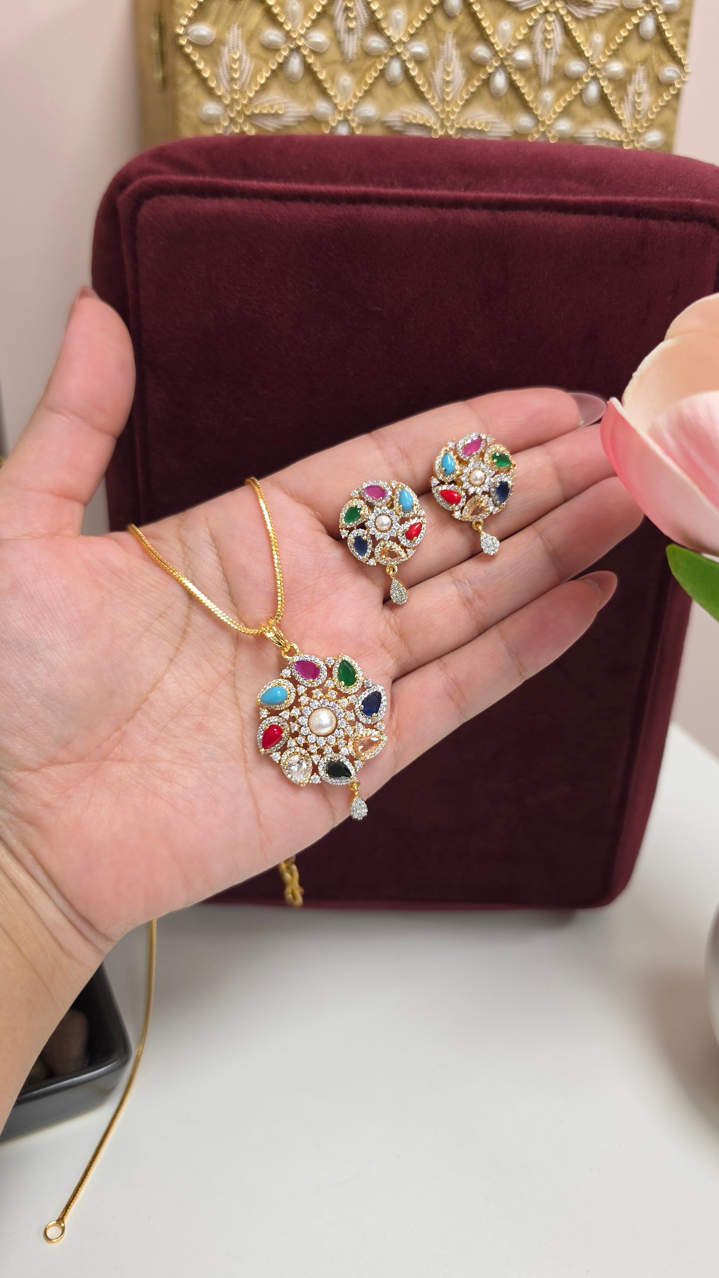 Heera pendent set