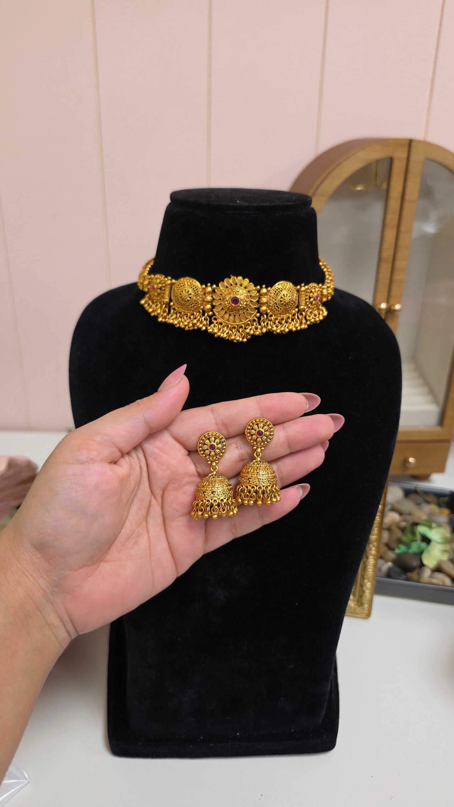 Vedya premium gold plated set (Ruby)