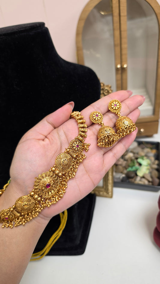 Vedya premium gold plated set (Ruby)
