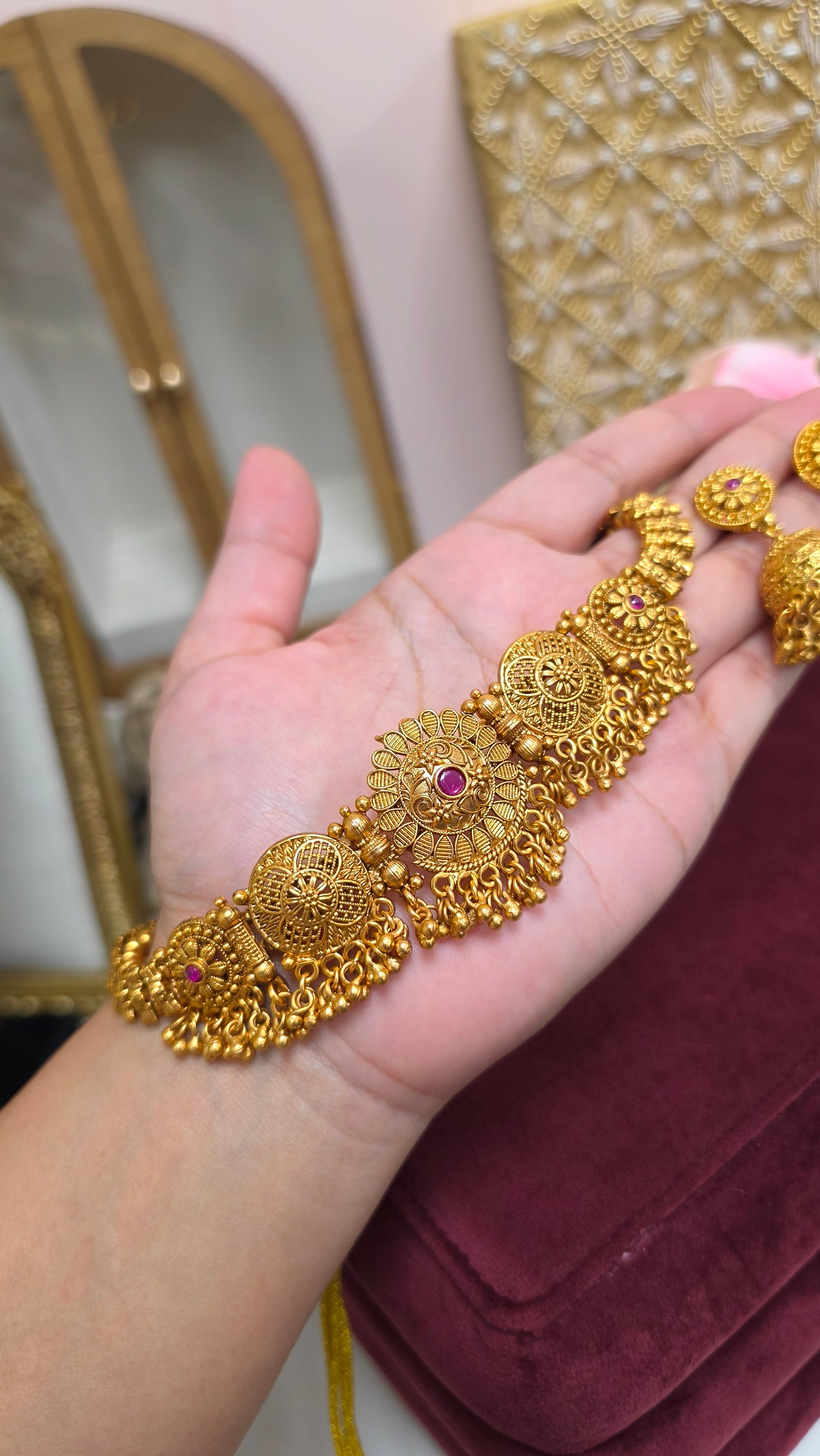Vedya premium gold plated set (Ruby)