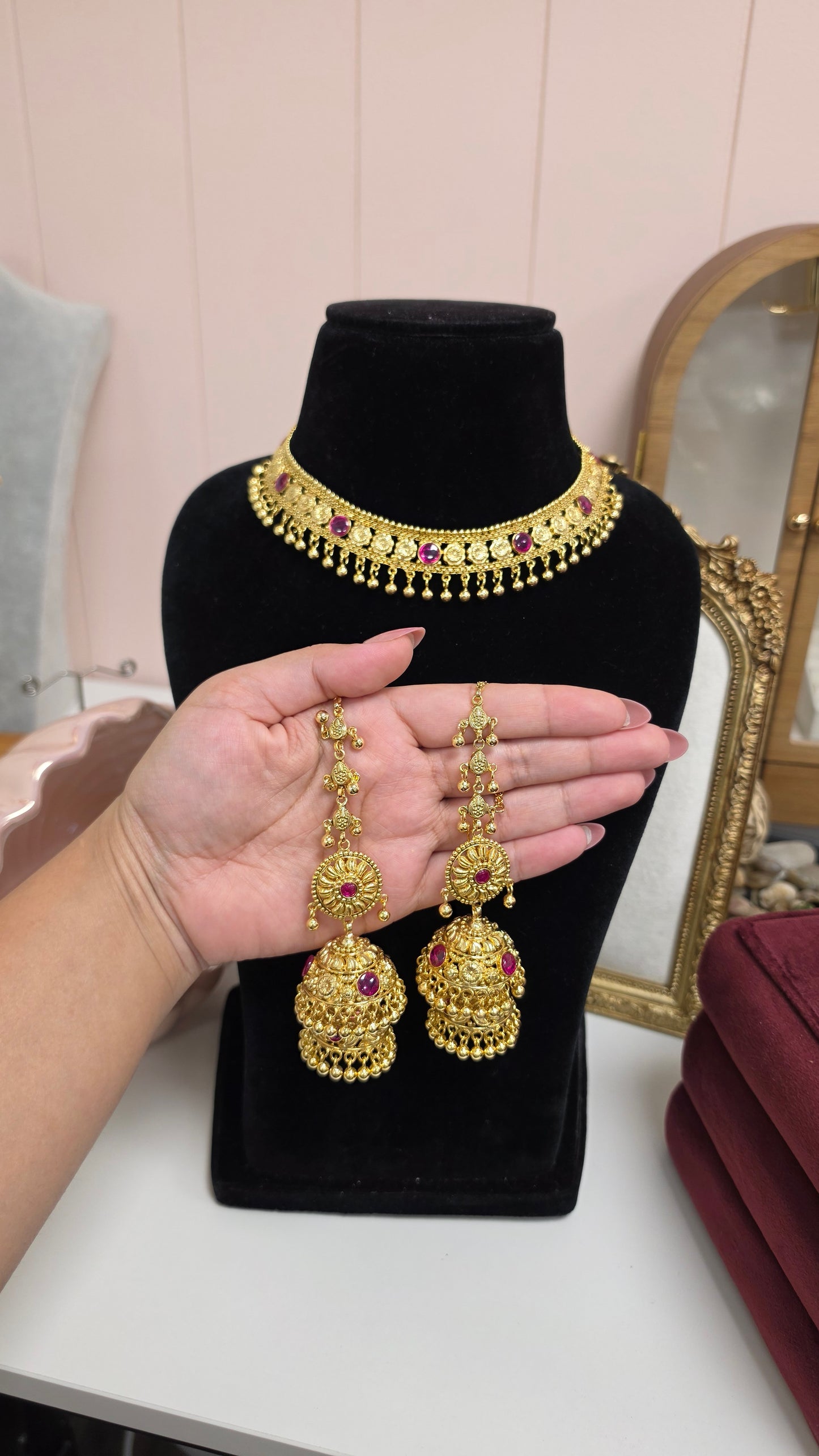 Sahi premium gold plated set (Ruby)