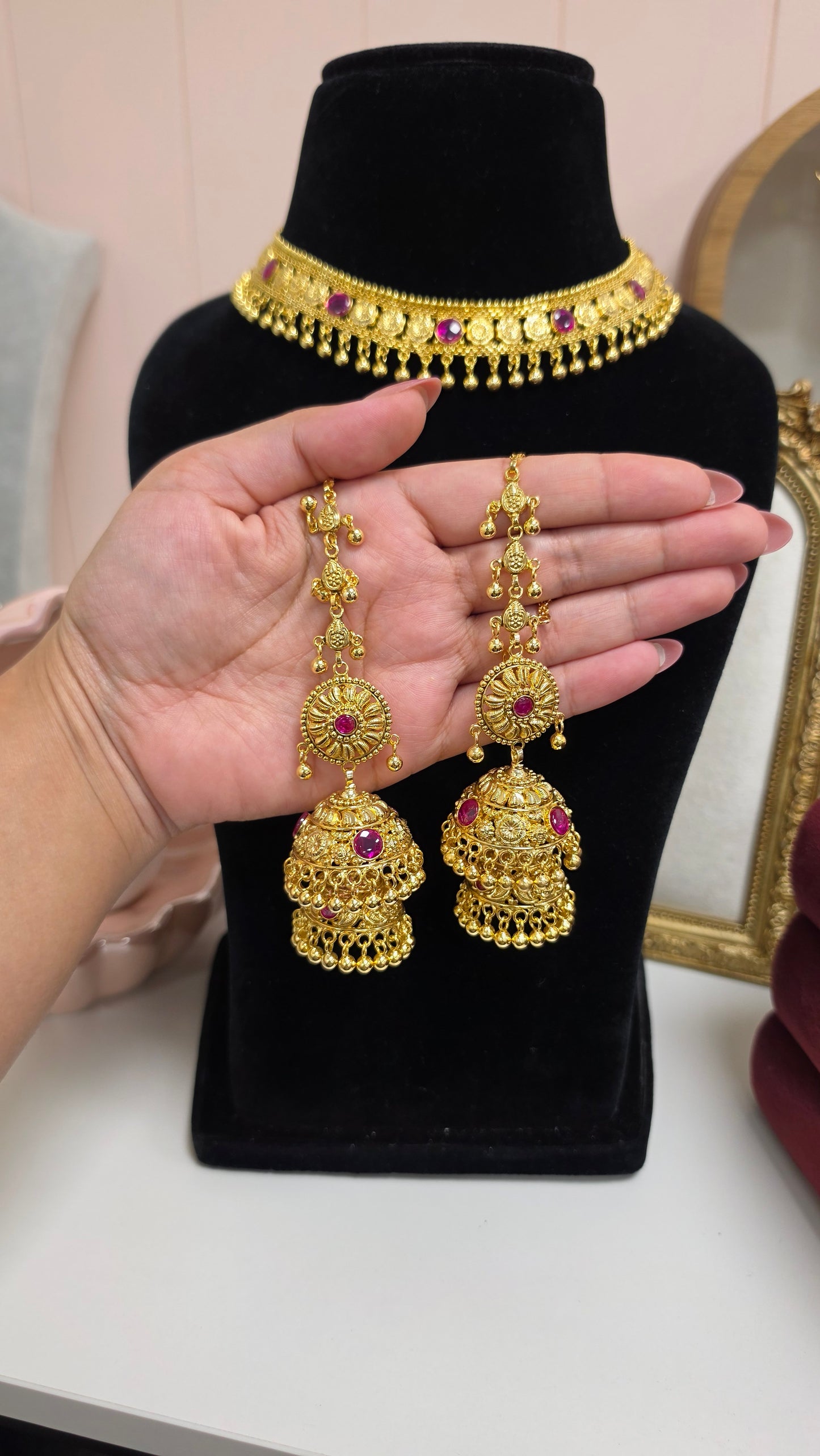 Sahi premium gold plated set (Ruby)