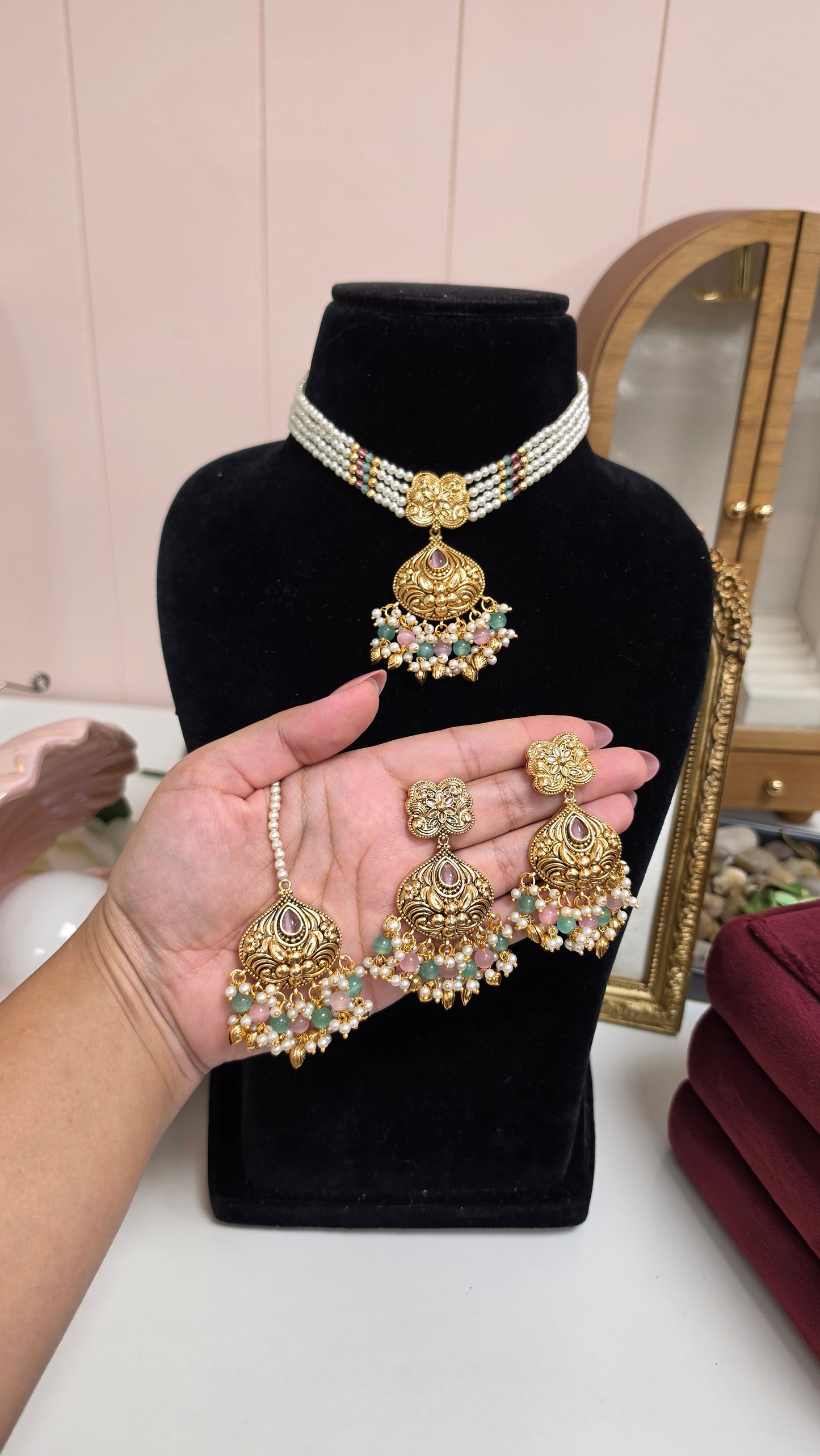Revti traditional set( pastel multi)