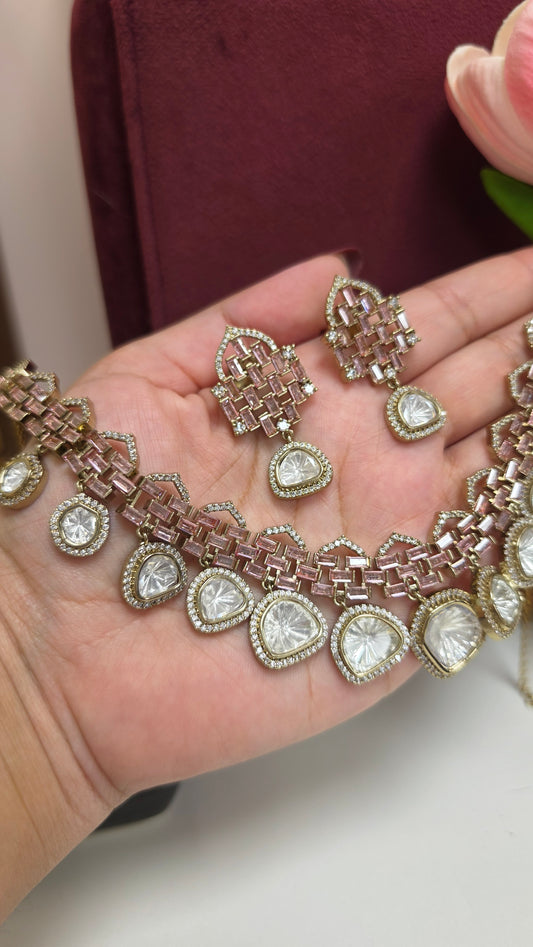 Eshpreet kundan set (Light pink)