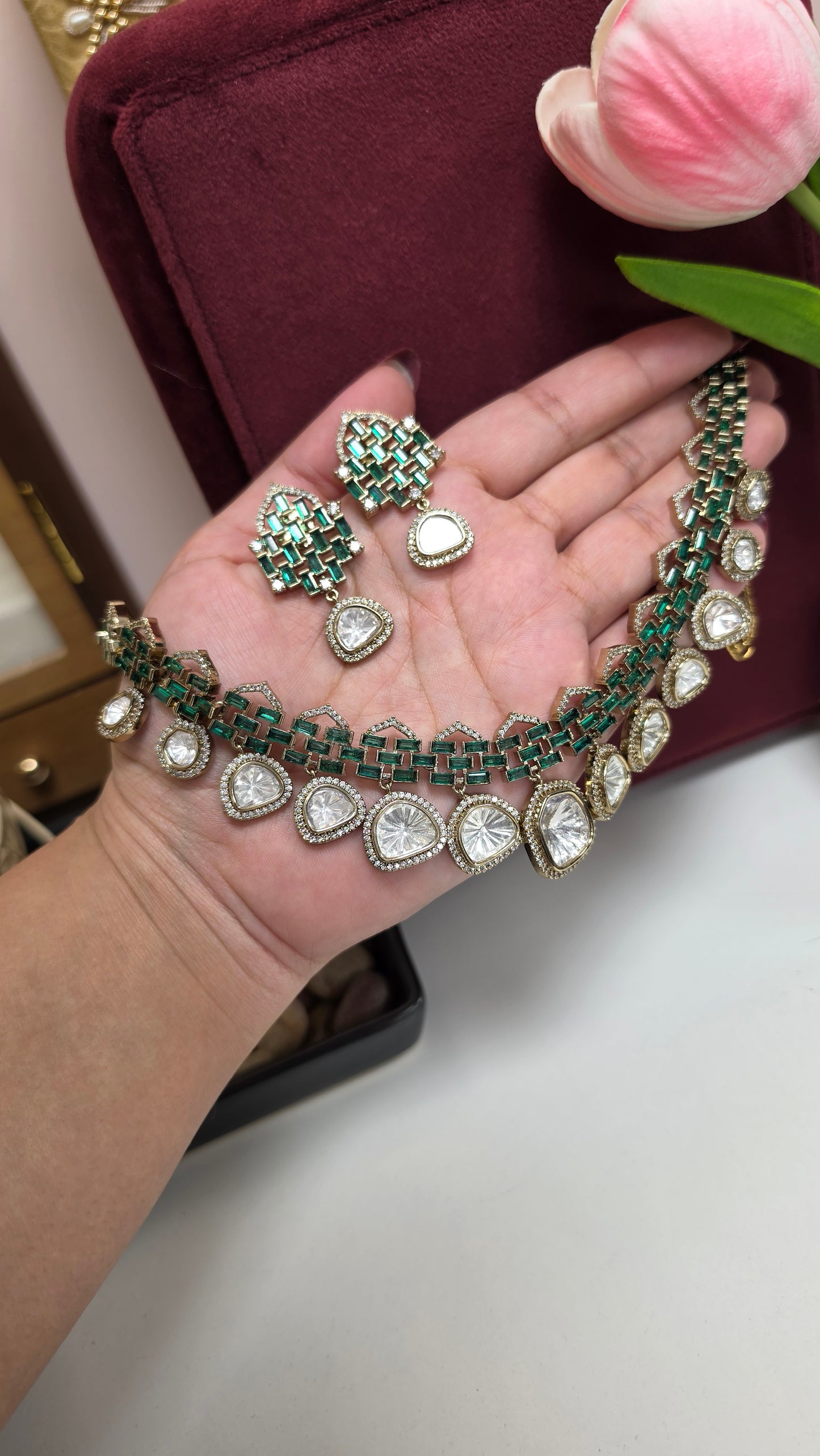 Eshpreet kundan set (Green)