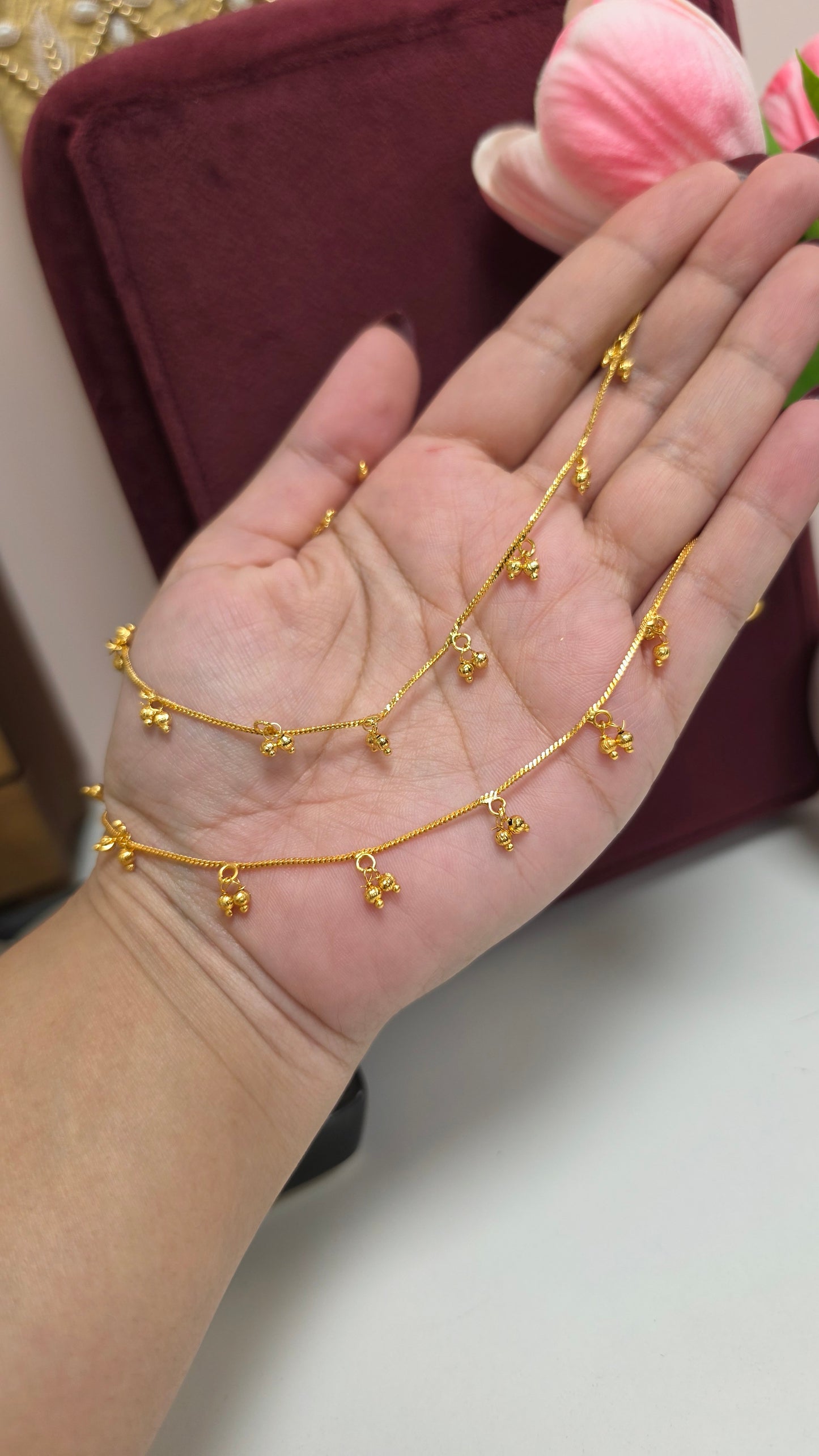 Lina gold look anklets