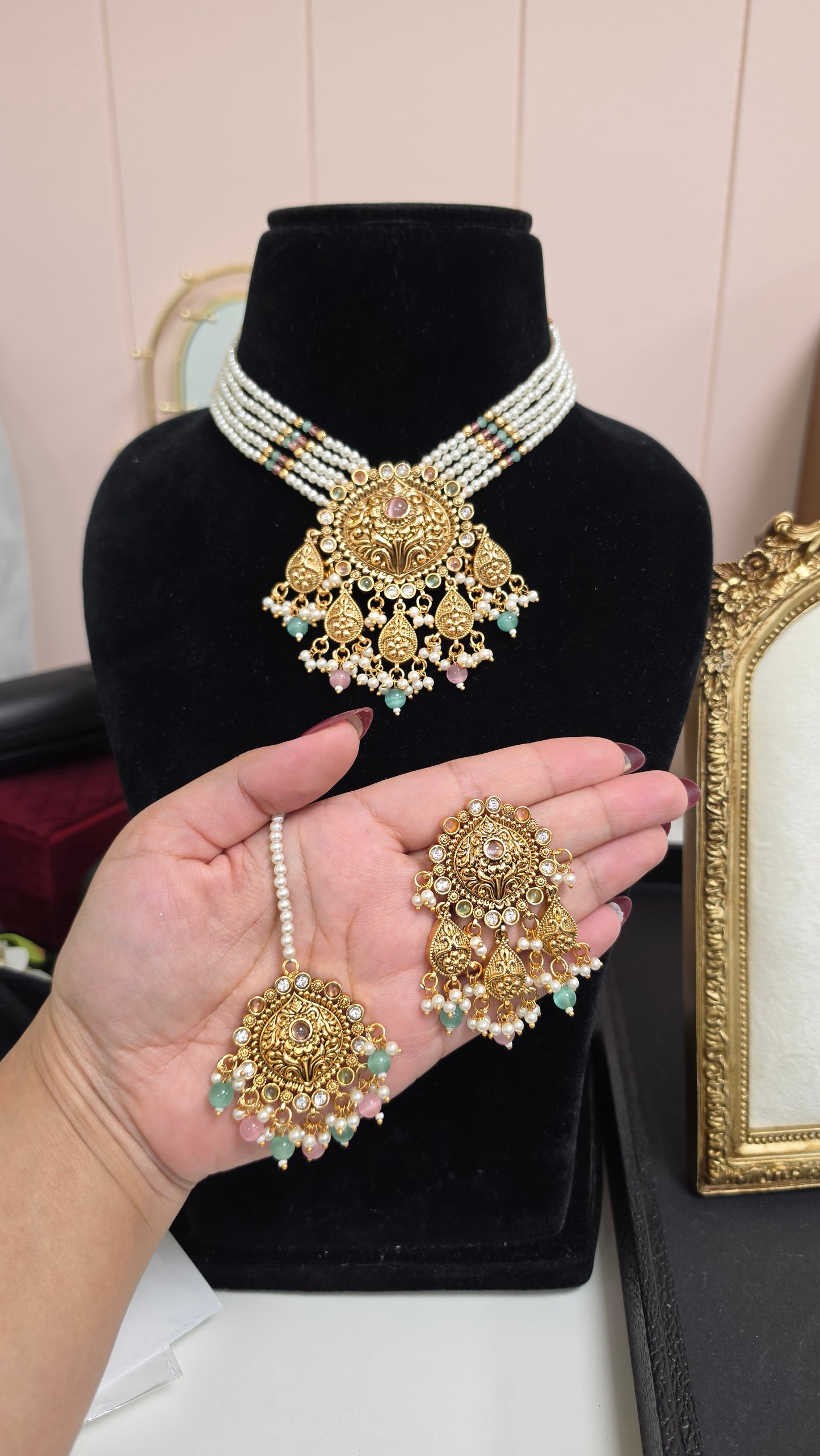 Nirmal kundan set(pastel multi)