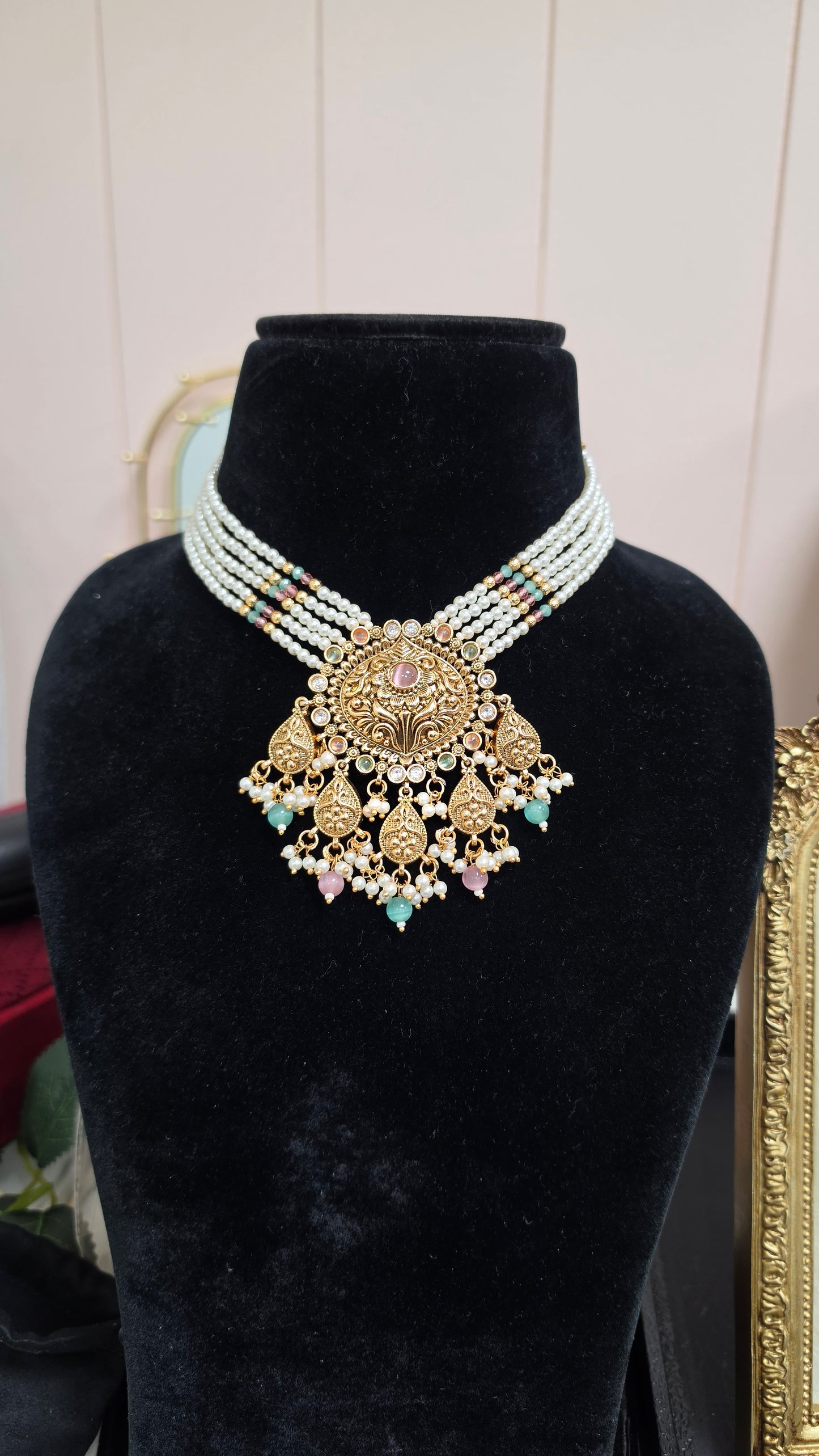 Nirmal kundan set(pastel multi)