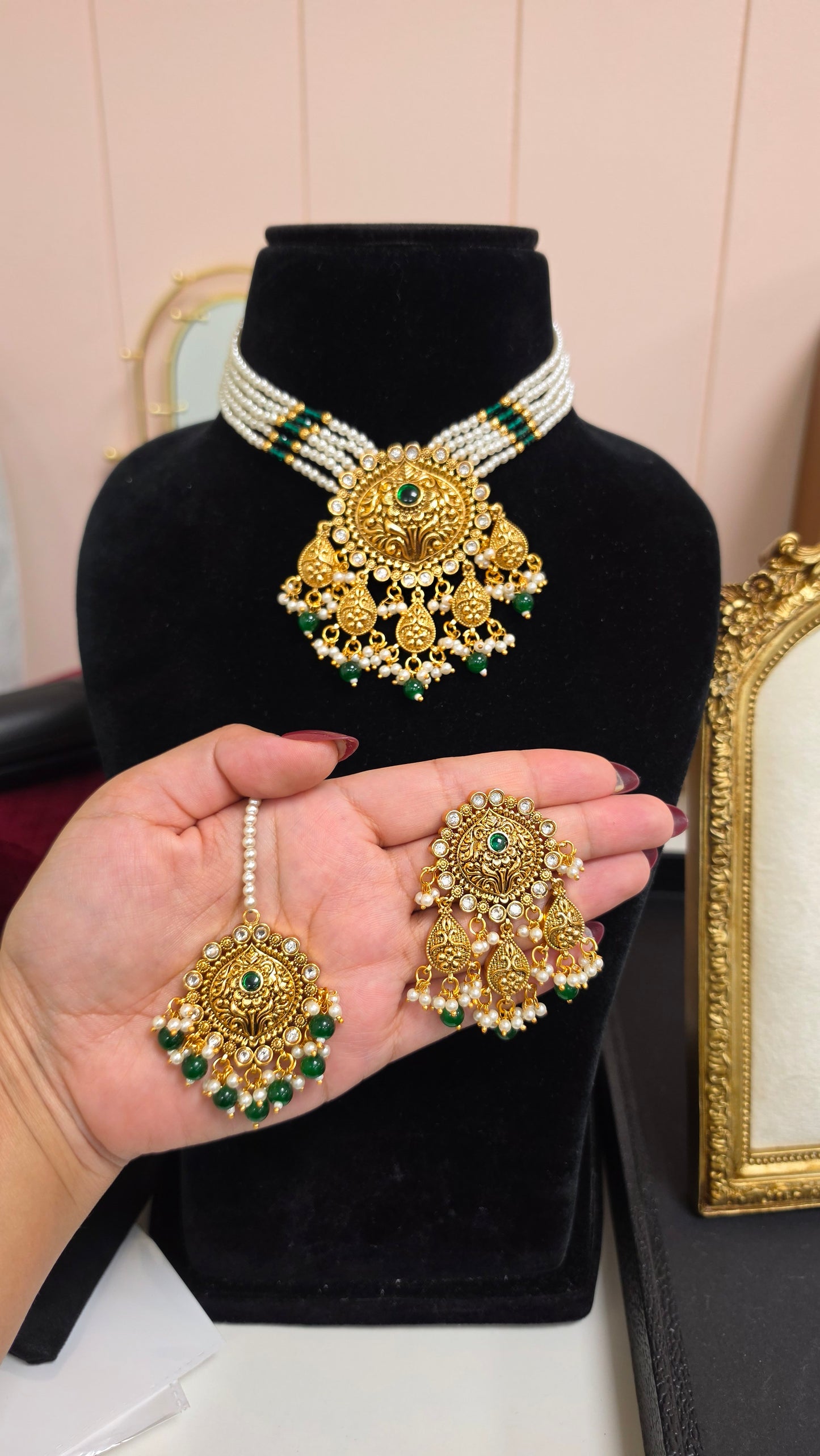 Nirmal kundan set( Green)