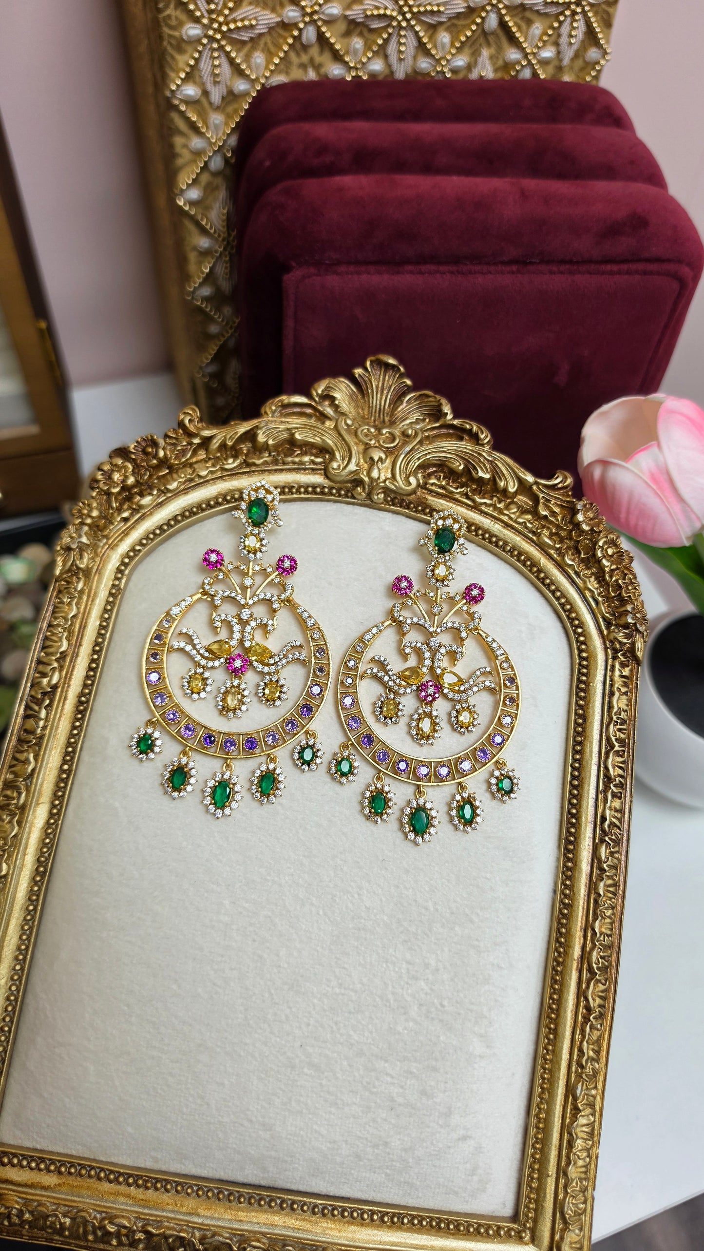 Jheel premium sabya inspired Earrings (Green)
