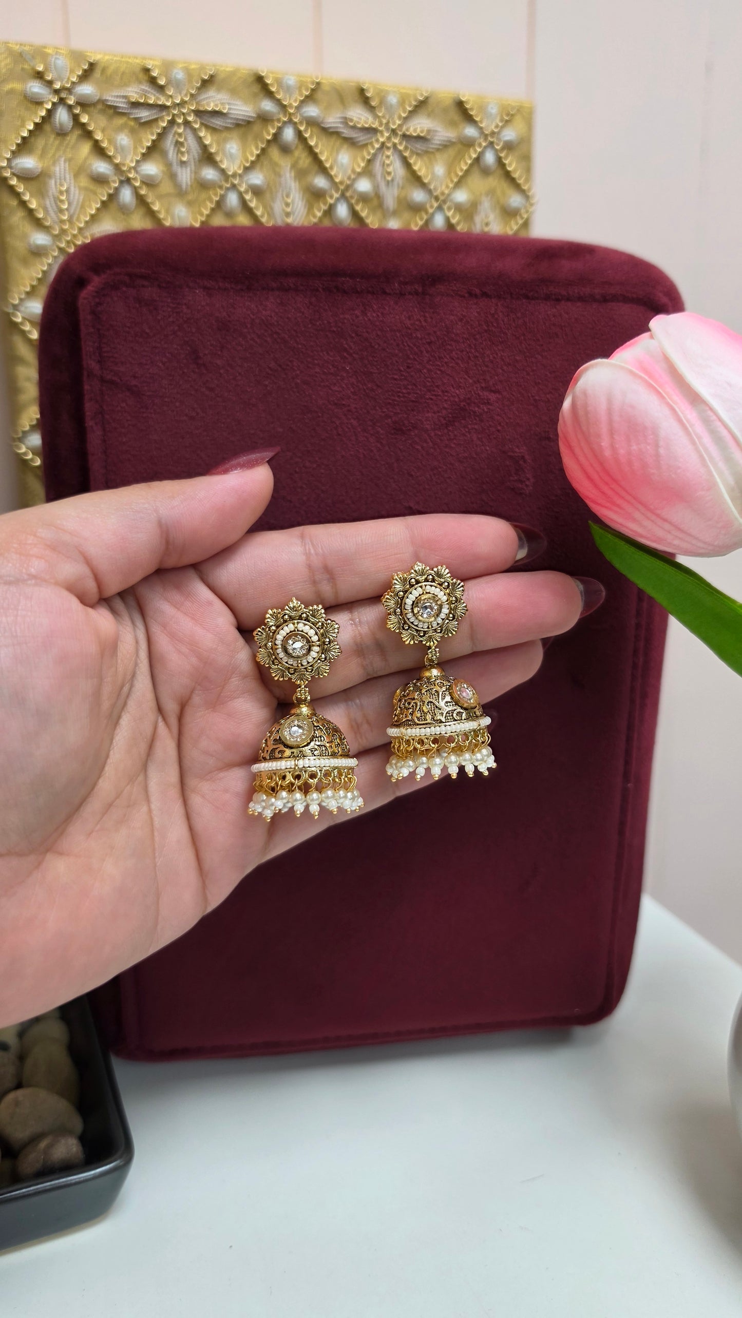Tvishi gold plated jhumkis (Many colors)