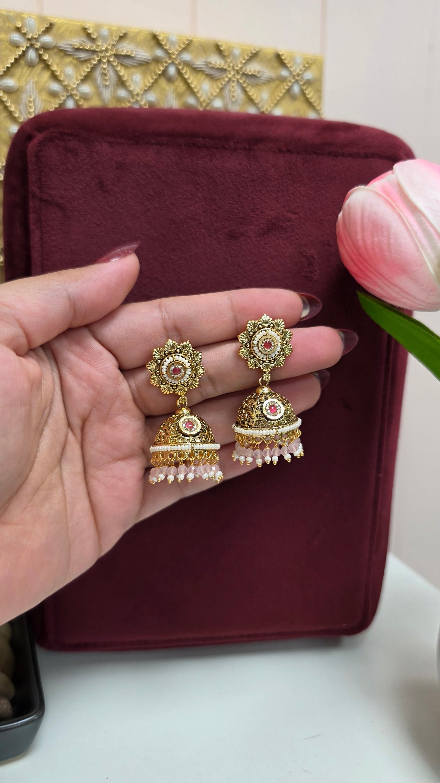Tvishi gold plated jhumkis (Many colors)