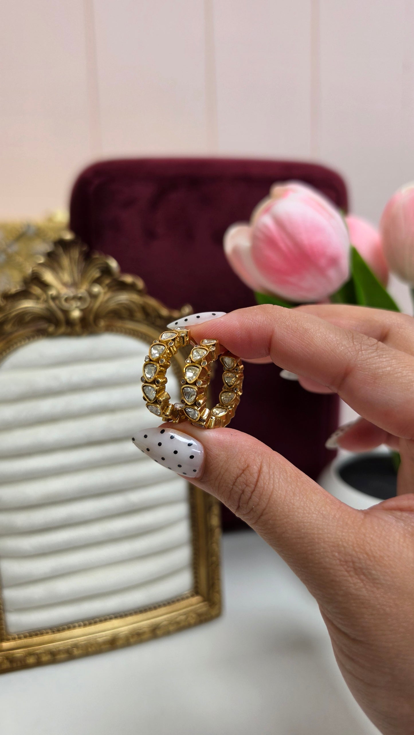 Parul premium mosonaite kundan hoops