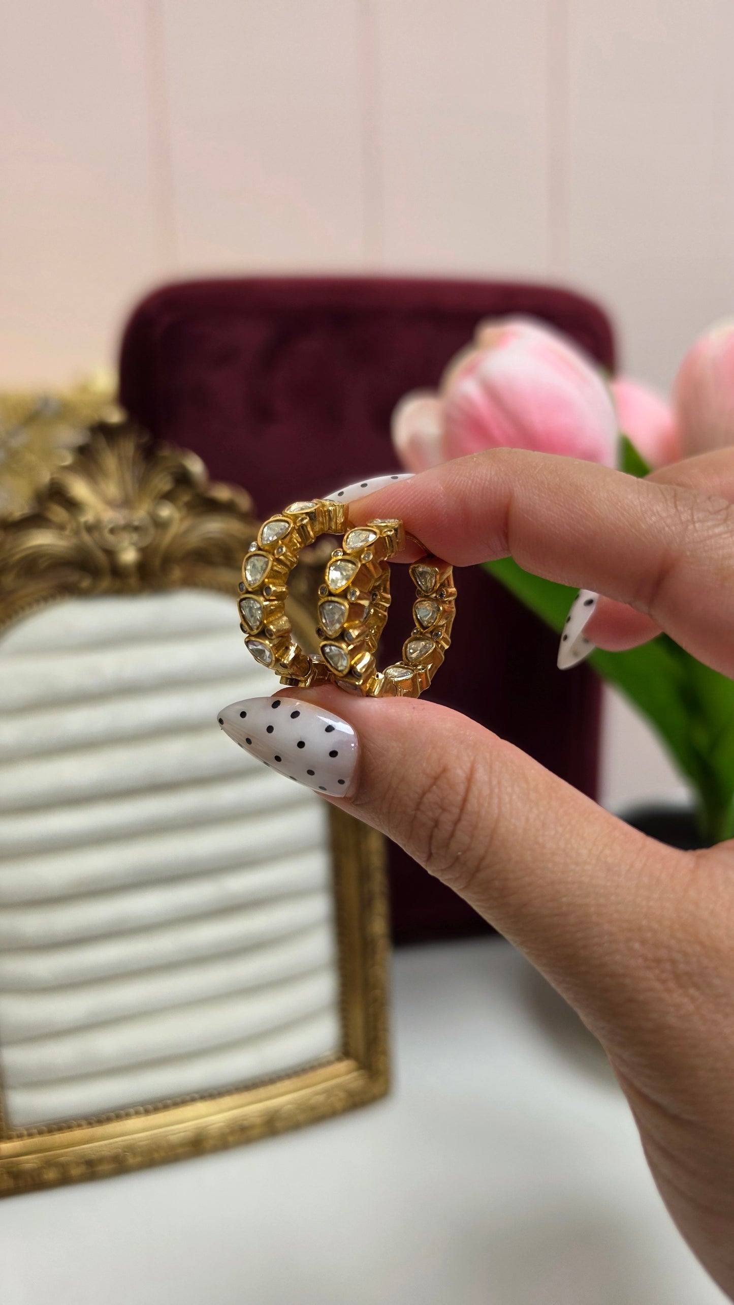 Parul premium mosonaite kundan hoops