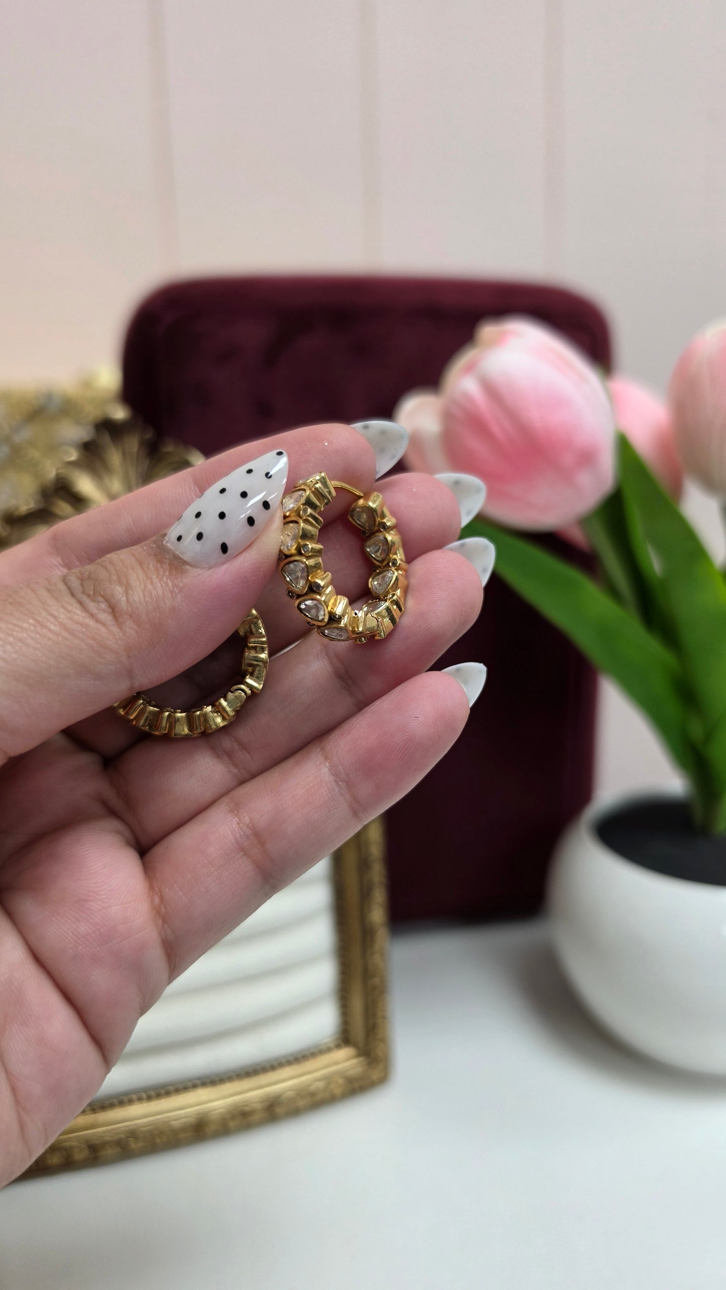 Parul premium mosonaite kundan hoops