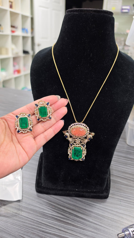 Sabha premium sabya inspired set(green)