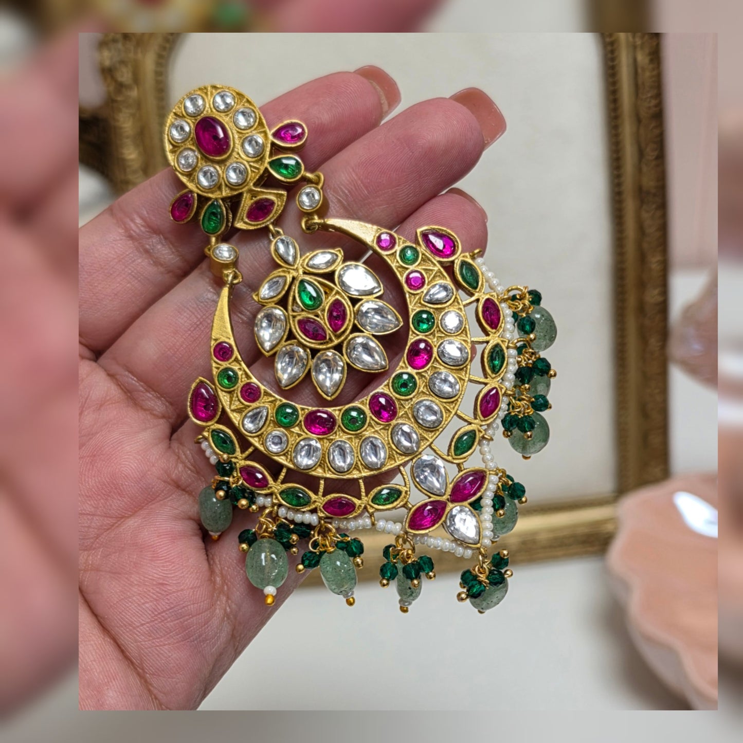 Nyra premium gold plated kundan Earrings