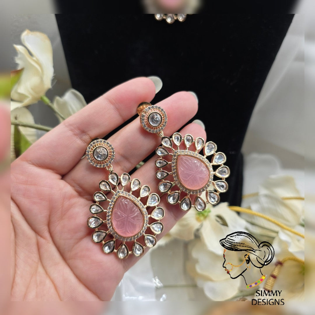 Chahat gold plated kundan set (Ruby)
