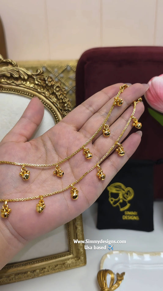 Ravali Gold Look anklets with bells
