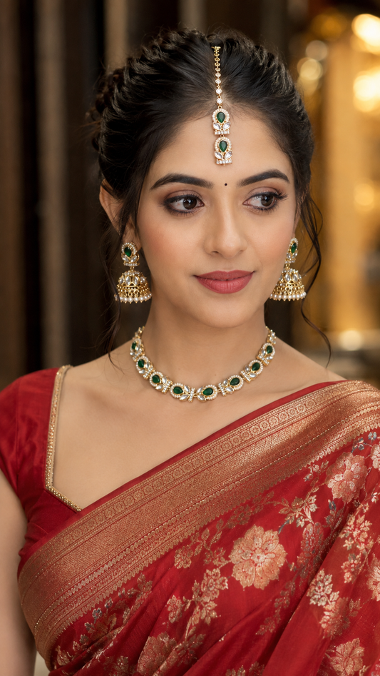 Sanjana premium gold plated kundan set