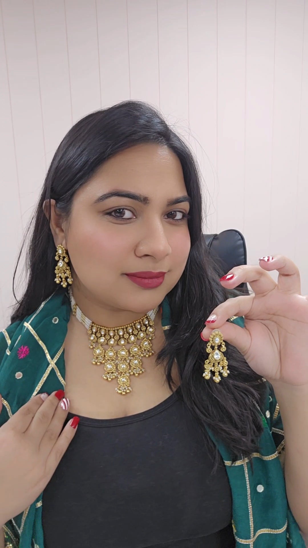 Ikleen premium kundan gold plated set