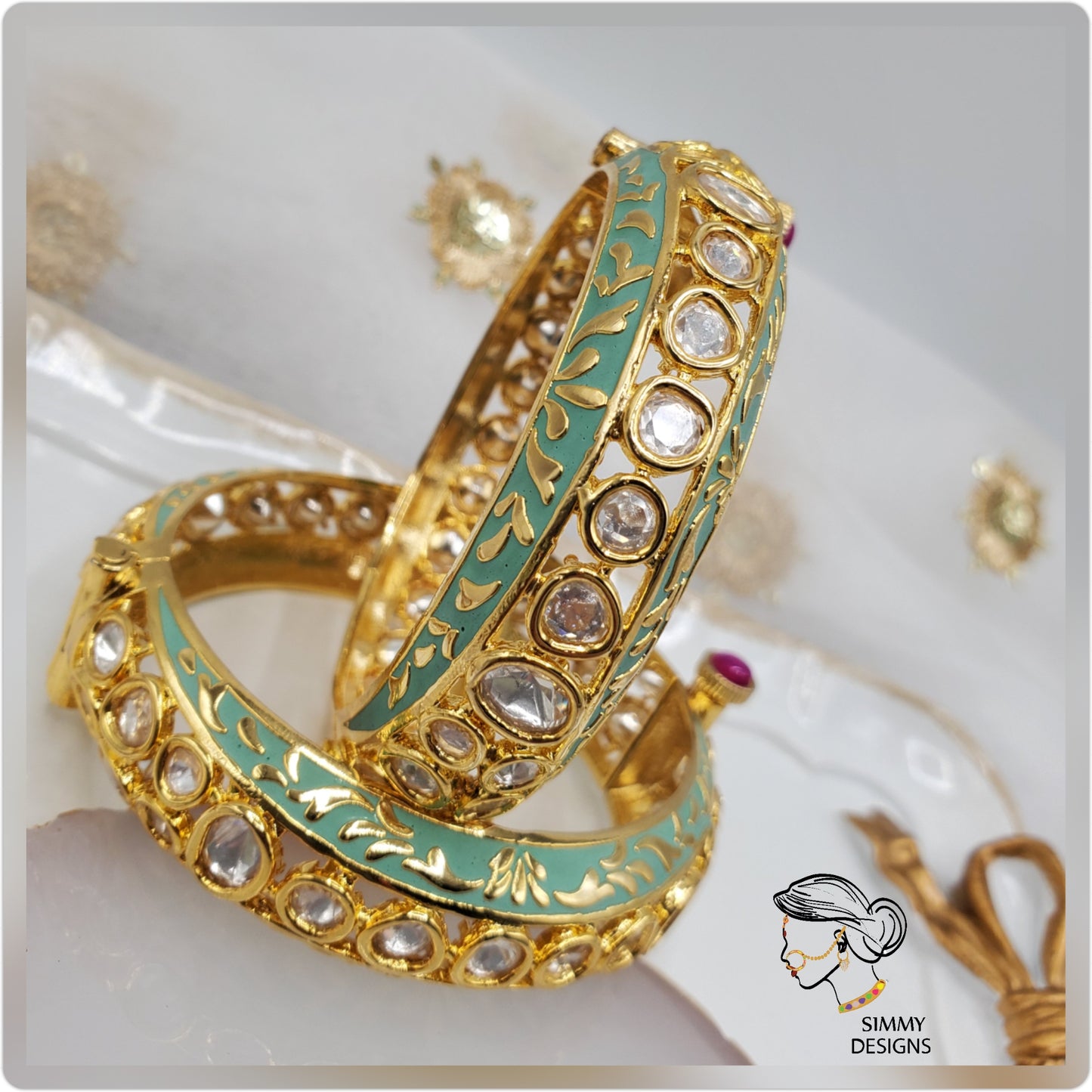 High quality gold plated kundan kada