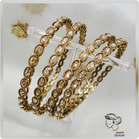 Set of 4 antique polki bangles(oval)